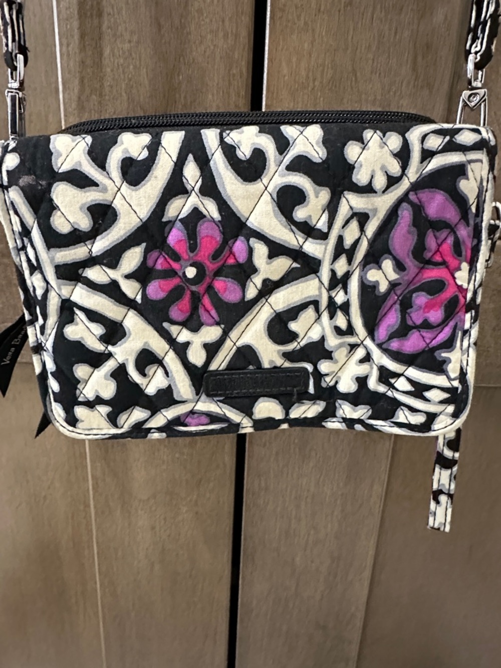 Vera Bradley Black with Pink & Purple Floral Quilted Crossbody